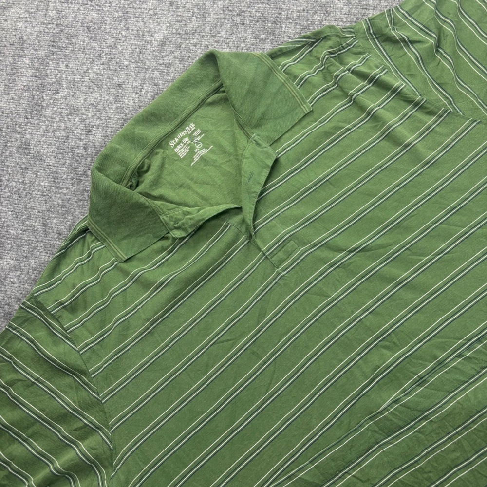 St. Johns Bay Polo Shirt 2XLT Green Striped Quick-Dri Performance‎ Men's